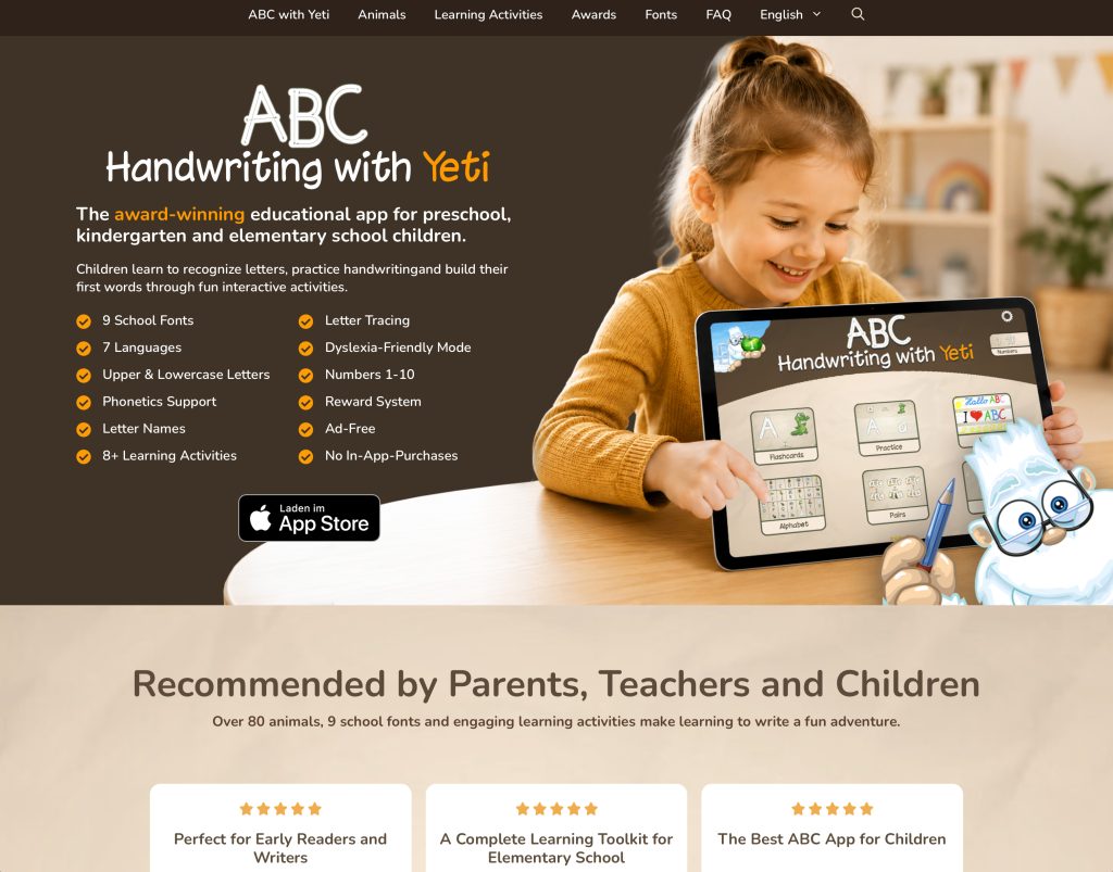 ABC with Yeti - Handwriting App for Children